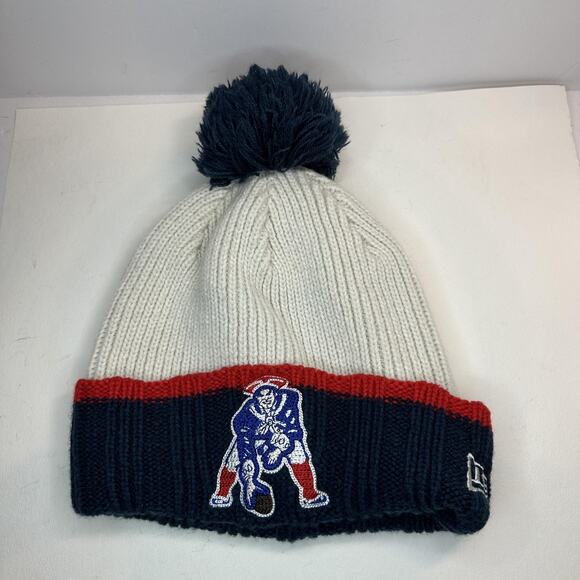 New England Patriots Hat Beanie Mens Navy NFL Football Pom Cuffed New Era - Picture 1 of 7